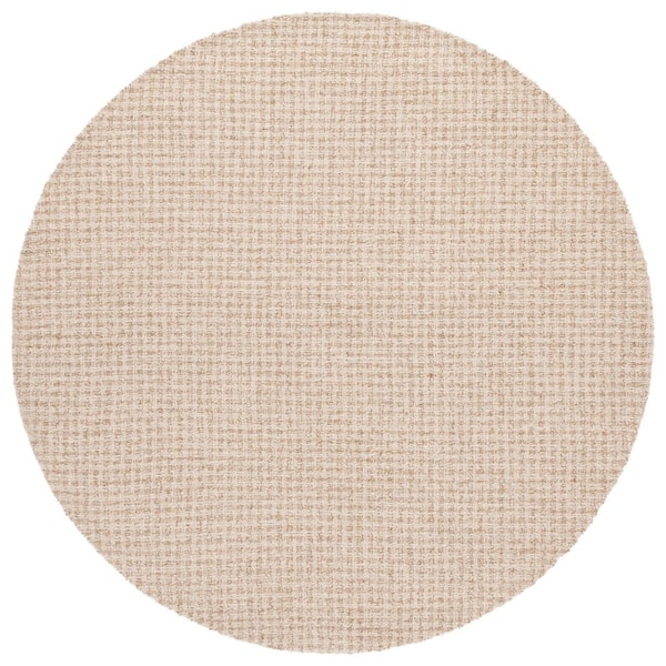 Ebony 6 ft. x 6 ft. Beige/Gold Geometric Tile Checkered Round Area Rug