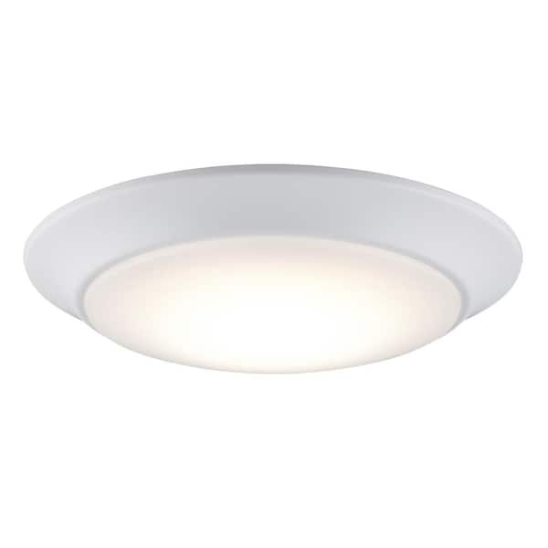 Vanowen 7.5 in. White Integrated LED Miniature Disk Flush Mount Ceiling Light Fixture with Acrylic Shade