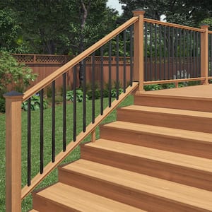 6 ft. Cedar Moulded Stair Rail Kit with Aluminum Square Balusters