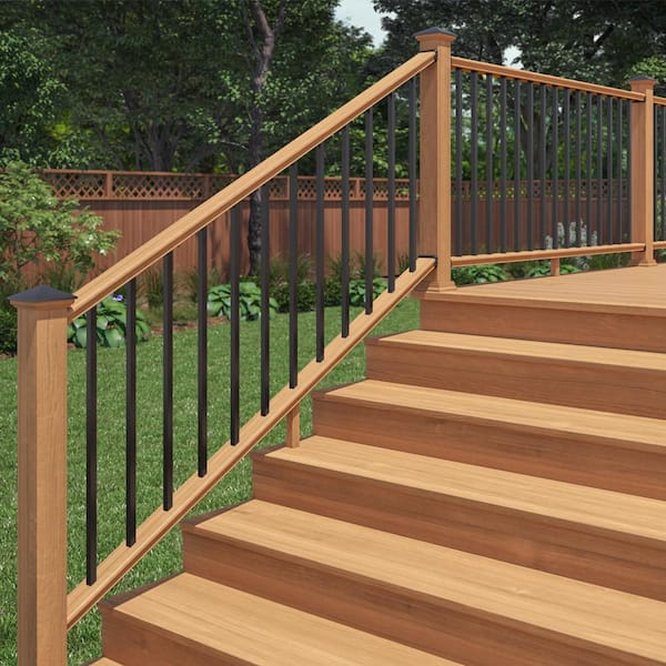 6 ft. Cedar Moulded Stair Rail Kit with Aluminum Square Balusters