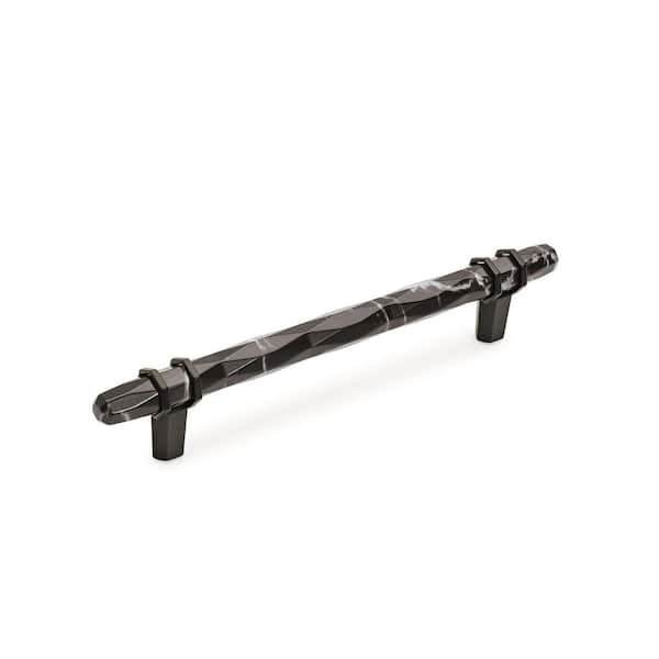 Amerock Carrione 6-5/16 in. (160mm) Modern Marble Black/Black Bronze Bar Cabinet Pull