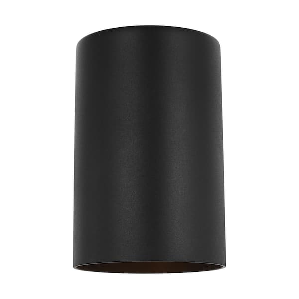 Generation Lighting - Outdoor Cylinders Medium 1-Light Textured Black StoneStrong Dark Sky Outdoor Wall Lantern
