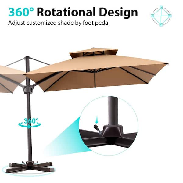 custom offset patio umbrellas FIM Flexy Aluminum 8' x 14' Rectangular Umbrella Its never too early to start planning your own personal summertime oasis Domi Cantilever Umbrella Wood Grain-