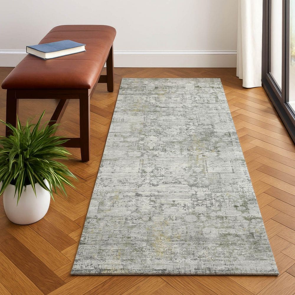 Mayfield Premium Machine Washable Abstract AMF1764 Gray 2 ft. 3 in. x 7 ft. 6 in. Runner Rug price history on PriceWatchPro
