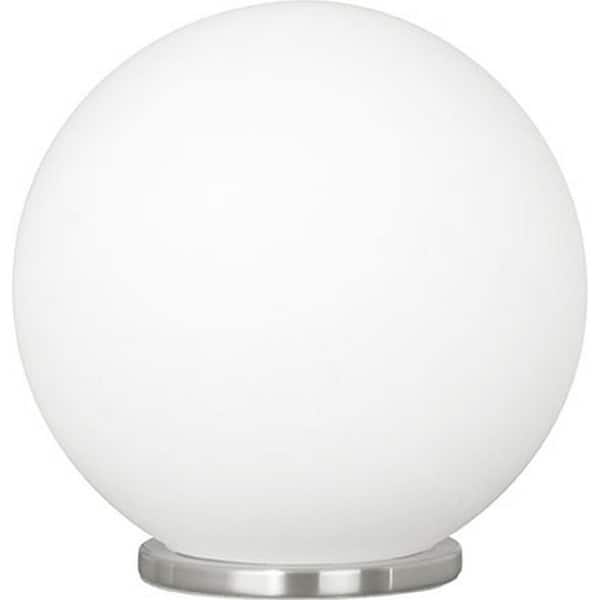 Eglo Rondo 7.88 in. W x 8.25 in. H Satin Nickel Table Lamp with Frosted Opal Glass Shade