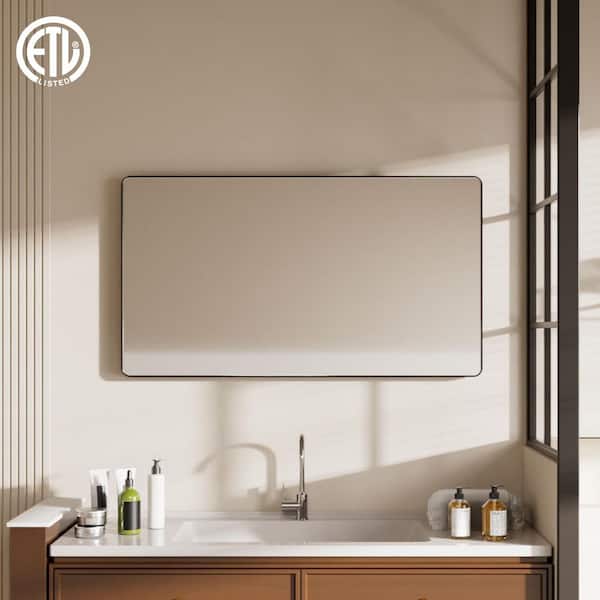 Vinrage 72 in. W x 40 in. H Bath Mirrors Square Black Framed Wall Mount Bathroom Vanity Mirror in Black