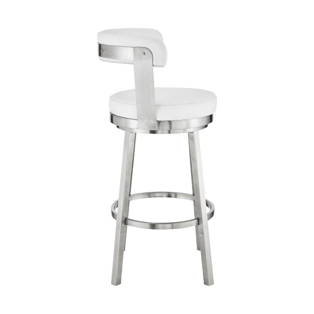 Bryant 26" White Faux Leather Swivel Counter Height Bar Stool