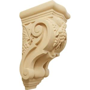 4-3/8 in. x 3-1/2 in. x 7-7/8 in. Unfinished Wood Alder Small Grape Bunches Corbel