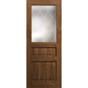 Sartodoors 32 In. X 84 In. Frosted Glass Marble Oak Solid Wood Slab ...