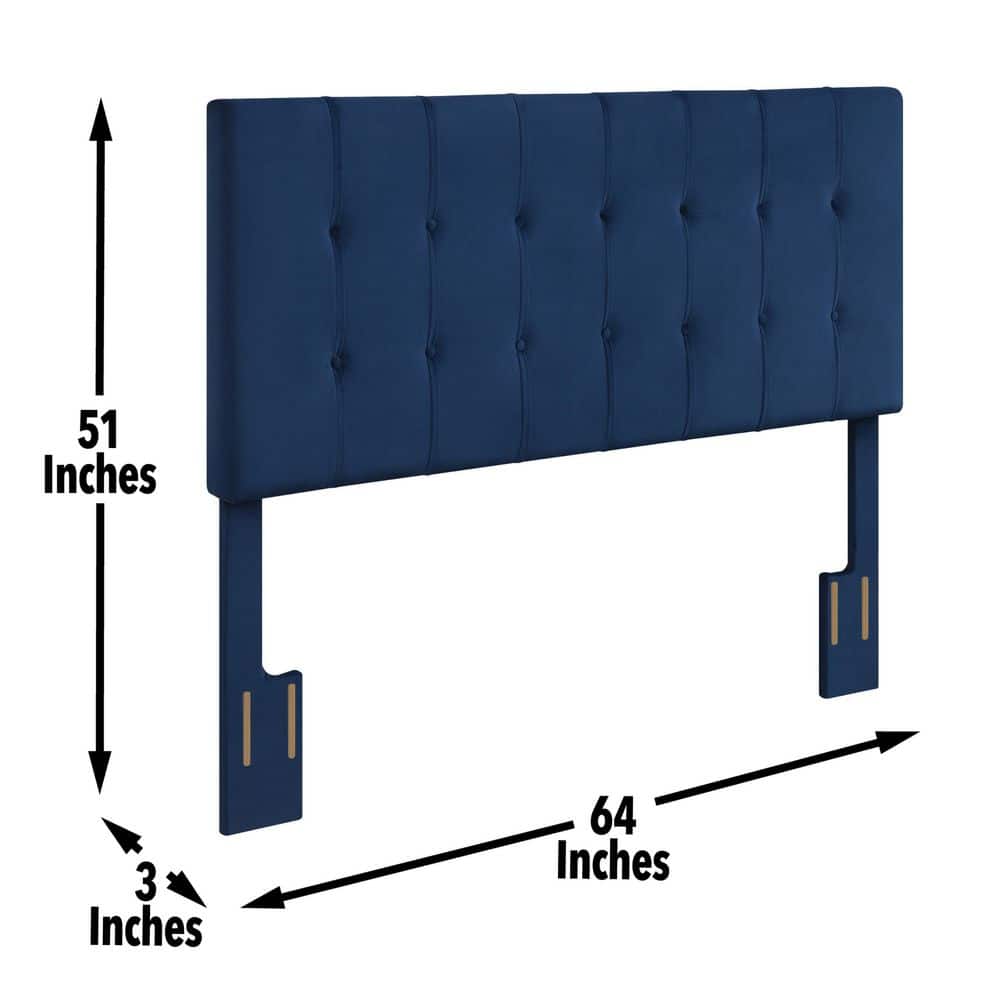 Regina Navy Blue Velvet Upholstered Full/Queen Headboard