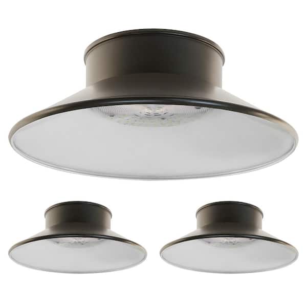 60-Watt Integrated LED Bonze Screw-In/Hardwire Security 4600 Lumens Outdoor Ceiling Canopy Light 5000K 3-Pack