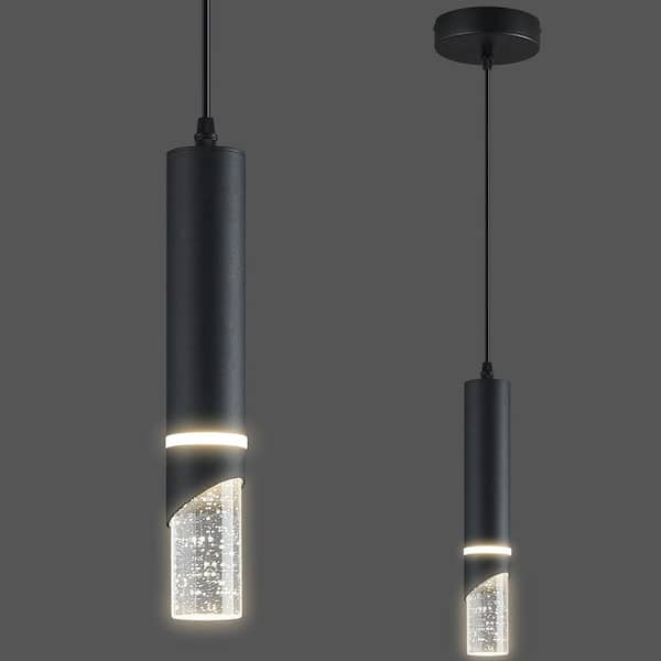 Home Lighting 6W Black 1-Pack Modern Crystal Integrated LED Pendant Light Over Sink for Kitchen Island(JP-3126)