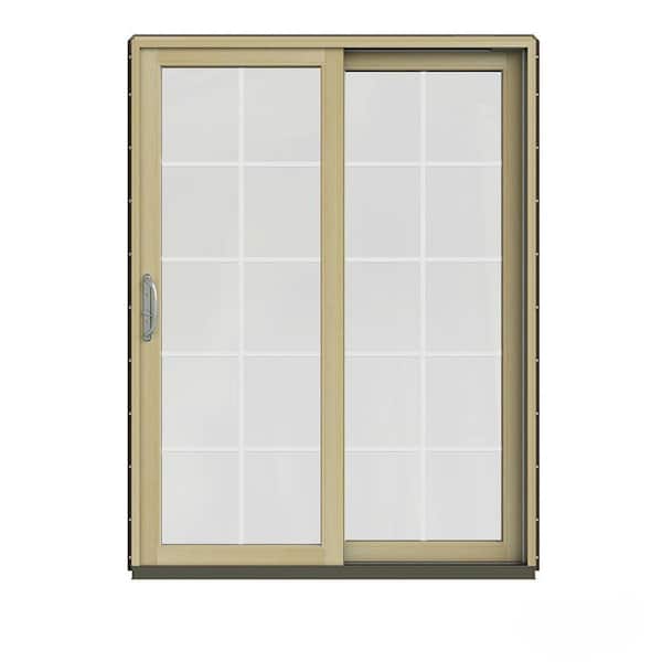JELD-WEN 60 in. x 80 in. W-2500 Contemporary Brown Clad Wood Right-Hand 10 Lite Sliding Patio Door w/Unfinished Interior