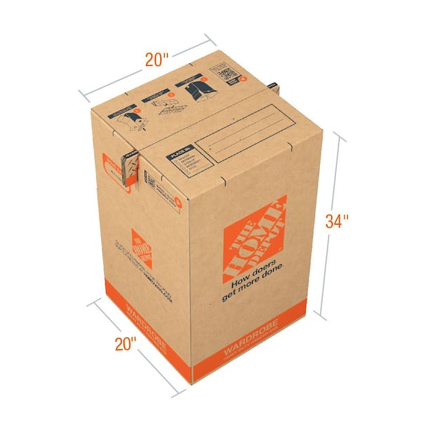 The Home Depot 20 in. L x 20 in. W x 34 in. D Medium Wardrobe Moving Box