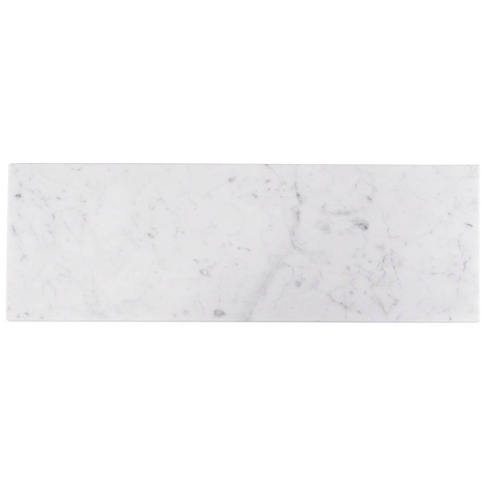 Carrara White Polished Marble 4x12 Subway Tile