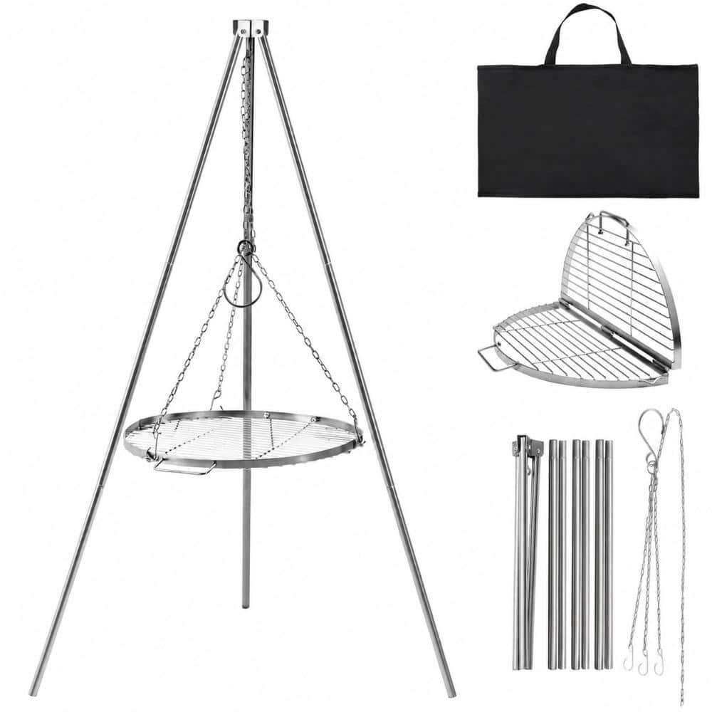 Stainless Steel Campfire Tripod Grill with Round Grate and Carrying Bag for Outdoor BBQ Cooking 28 x 45.7 price history on PriceWatchPro