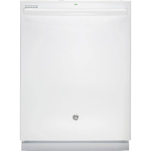 GE Top Control Dishwasher in White with Steam Cleaning