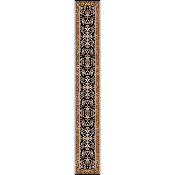 Lyndhurst Black/Tan 2 ft. x 22 ft. Border Runner Rug