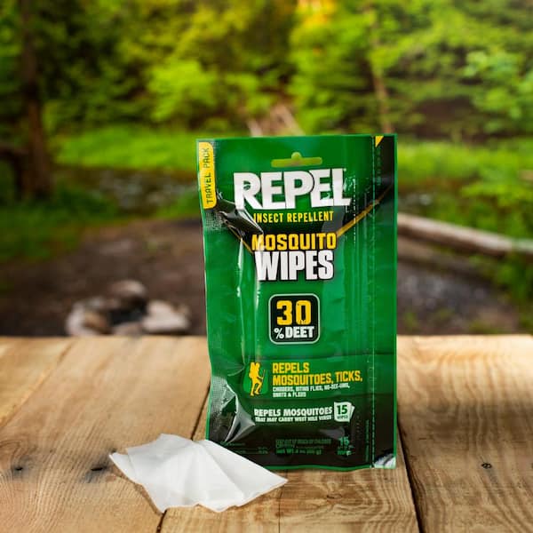 4-Pack of 15 Repel Insect Repellent Mosquito Wipes 30% DEET Unscented Ticks 