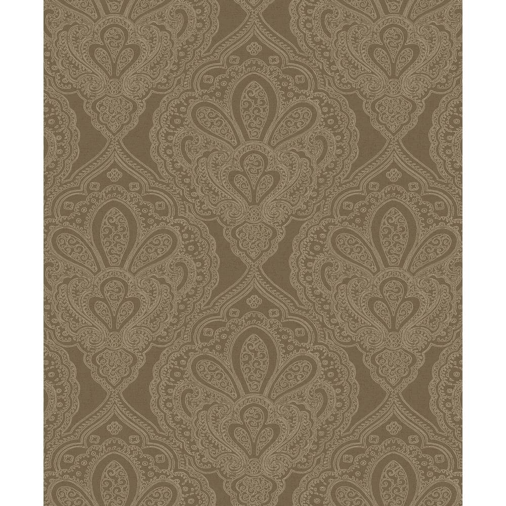 Emporium Collection Dark Gold Mehndi Damask Embossed Metallic Finish Paper 