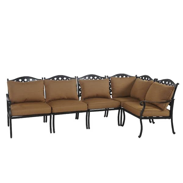 Sunjoy Ruby 5-Piece Patio Sectional Seating Set with Caramel Cushions