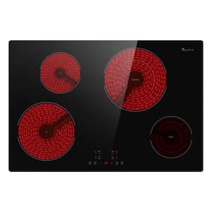 30 in. 4-Elements Electric Built-in Smooth Surface Cooktop in Black with Sensor Touch Control