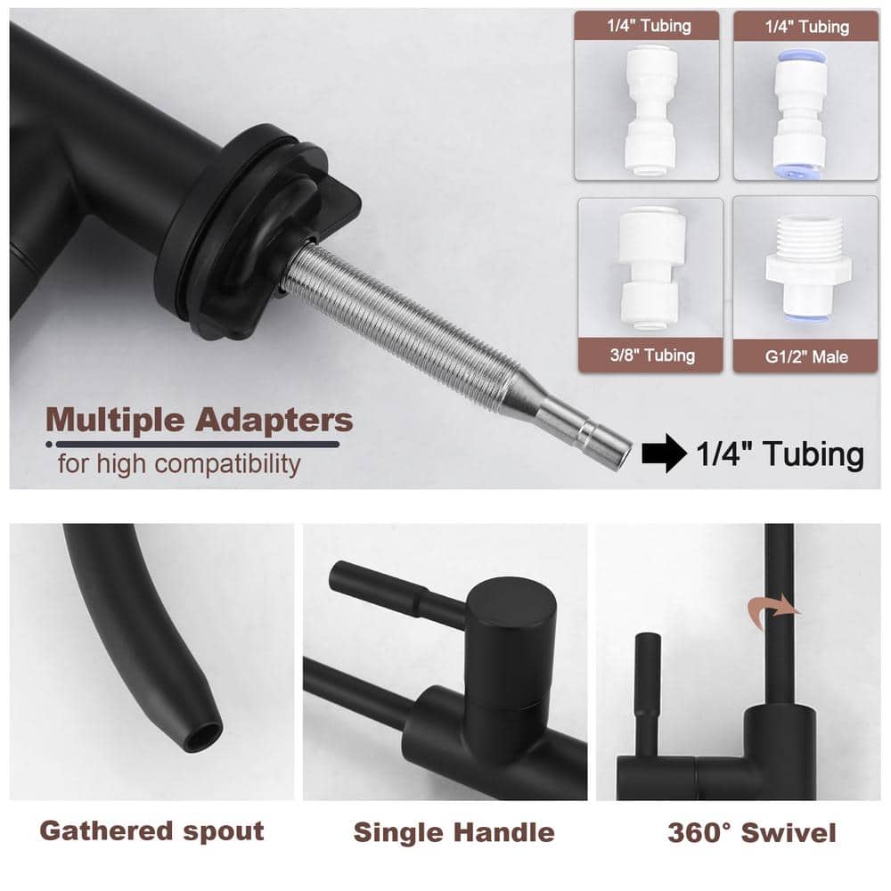 Matte Black Stainless Steel Kitchen Faucet with Pull-Out Spray