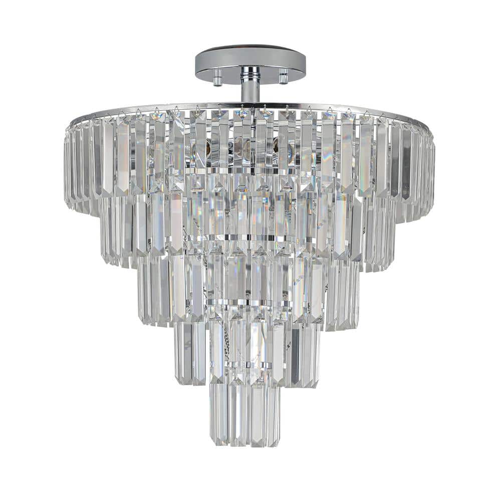 Crystal Style(クリスタイル) 19.7 in. 10-Light Chrome Flush Mount Chandelier with Crystals