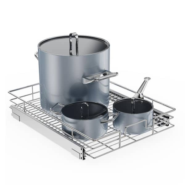 HOMLUX 17 in. W x 18 in. D Silver Metal Pull Out Cabinet Organizer