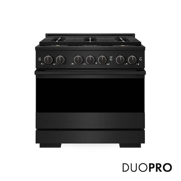 36 in. 5.2 cu. ft. Marino Gas Range with 6 Burner DuoPro Cooktop and Convection Gas Oven in Black Stainless Steel