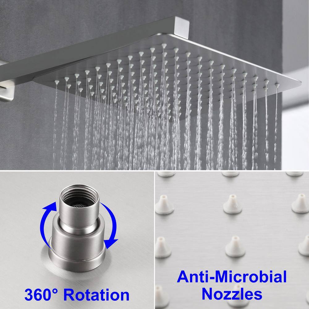 Brushed Nickel 10" Rain Shower Faucet Set with Handheld