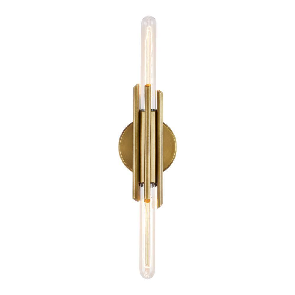 Vintage Brass and Bronze 2-Light Vanity Fixture