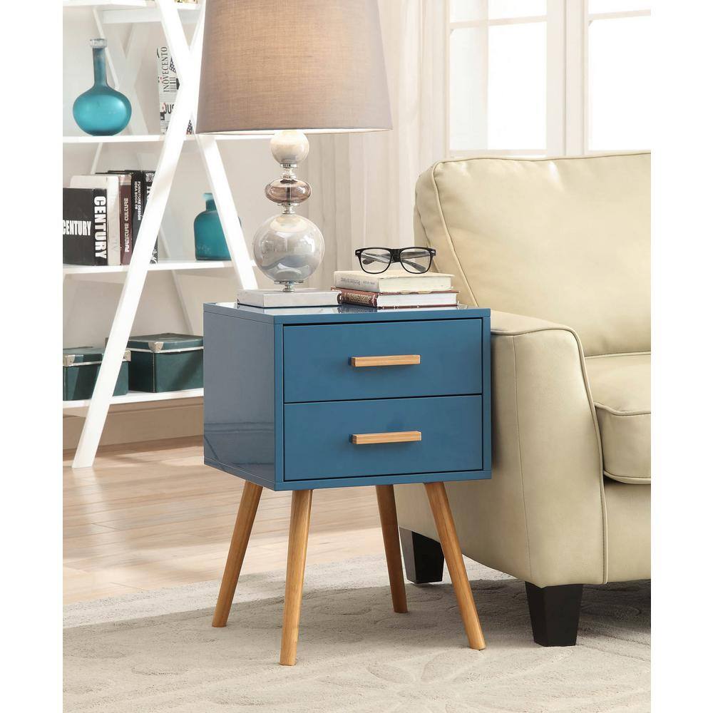 Oslo Blue 16'' Square Wood End Table with Storage