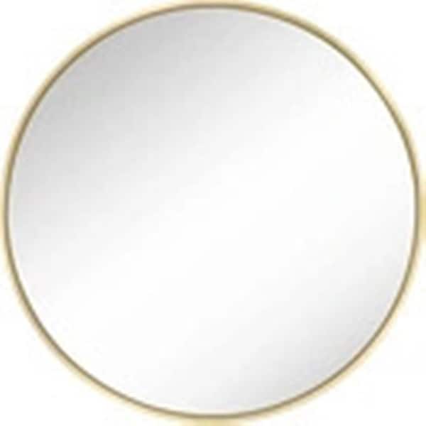 Nordic Hygge Wall Mounted Round Mirror, 24 in., Metal Frame, Easy to Install in Gold