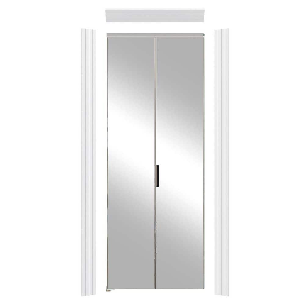 30 in. x 80 in. Full Lite Mirrored Glass, Black, Hollow Core, MDF, Aluminum Frame, Bi-fold Door with Frame & Hardware price history on PriceWatchPro