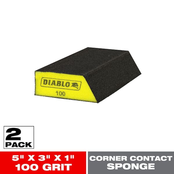 5 in. x 3 in. x 1 in. 100-Grit Corner Contact Sanding Sponges for Drywall