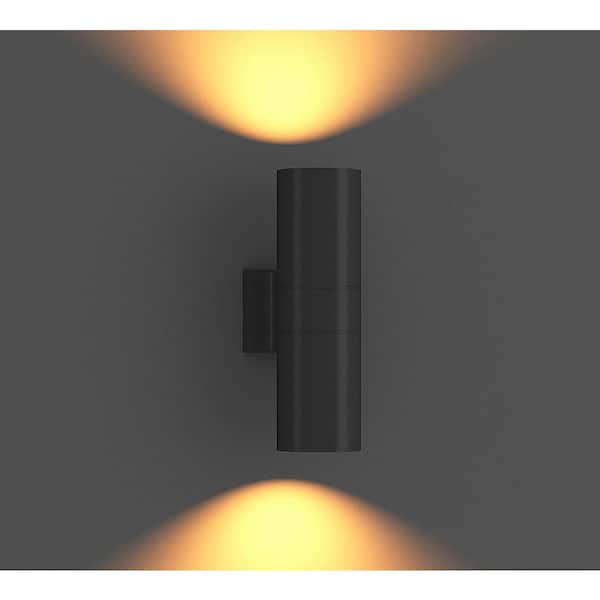 ELVA Integrated LED Black Up & Down Wall Sconce 18 Watt RGBCW Adj CCT 2700K-5000K 100-277V Wifi & Bluetooth Connectivity