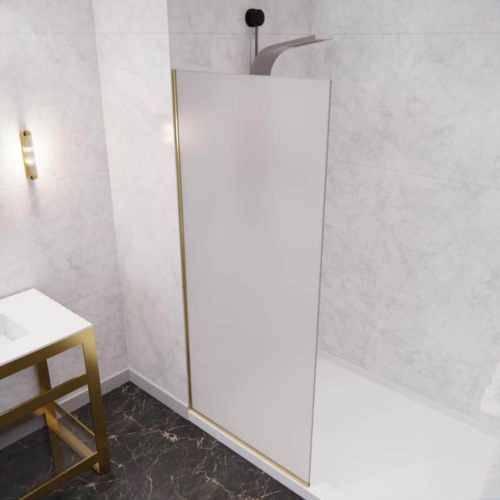 Brushed Gold and Frosted Glass Frameless Shower Screen