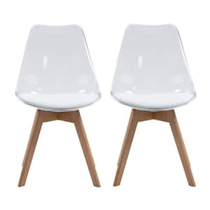 White Dining Kitchen Room Chairs with Crystal Seat Shell Lounge Chairs Set of 2