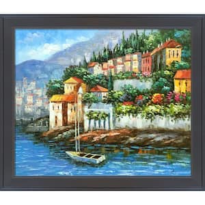 Italy at Dusk by Unknown Artists Gallery Black Framed Country Oil Painting Art Print 24 in. x 28 in.