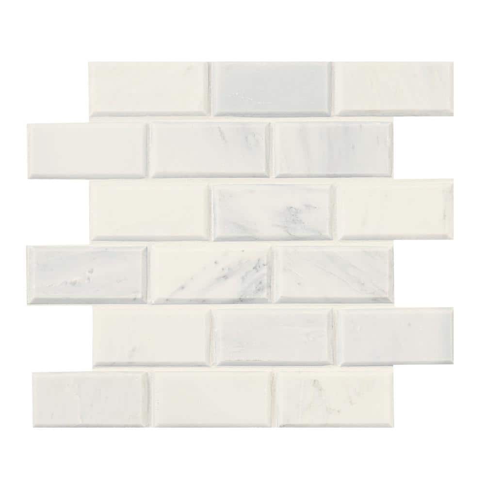 Take Home Tile Sample - Arabescato Carrara 4 in. x 4 in. x 9.65 mm Hon Bev Marble Mosaic Tile price history on PriceWatchPro