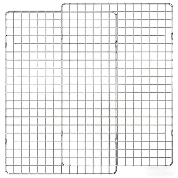 Heavy Duty Stainless Steel Silver Oven, Dishwasher Safe Wire Cooling Rack for Baking, Grilling, Roasting 2-Pack