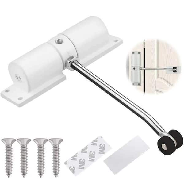 Automatic Zinc Alloy Door Closer with Adjustable Spring, 30kg Capacity, White Safety Hinge for Smooth Closure
