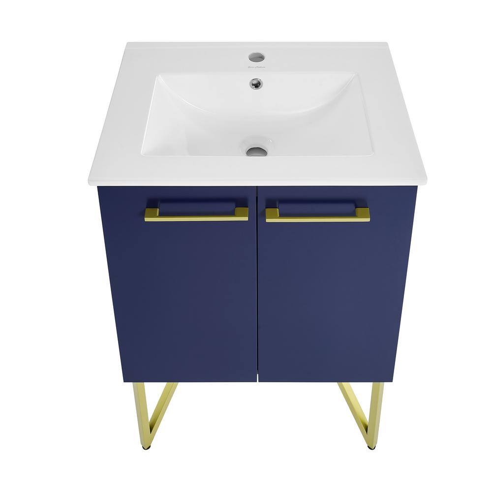 Annecy 24" Navy Blue Bathroom Vanity with Gold Accents