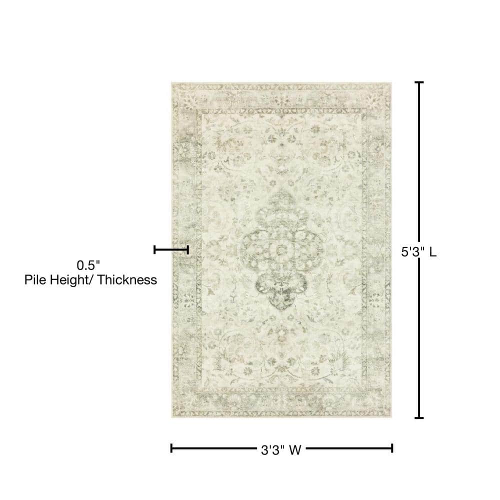 Ivory Oriental Elegance Synthetic Area Rug, 39" x 63"