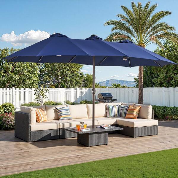 XIZZI Nimbus 14.5 ft. Steel Outdoor Market Patio Umbrella Double