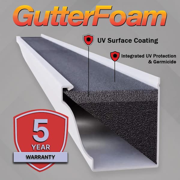 GutterFoam Original 4 ft. Foam Filter Plastic Gutter Guard for 5 in.  K-Style (8-Pack) GF10957 - The Home Depot