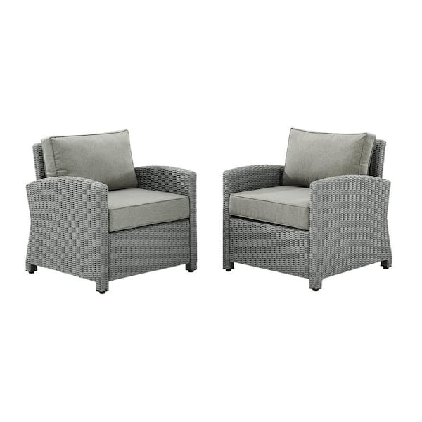 CROSLEY FURNITURE Bradenton 2-Piece Wicker Patio Conversation Set with Gray Cushions