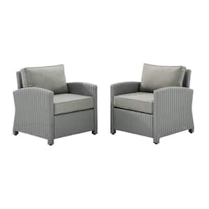 Bradenton 2-Piece Wicker Patio Conversation Set with Gray Cushions