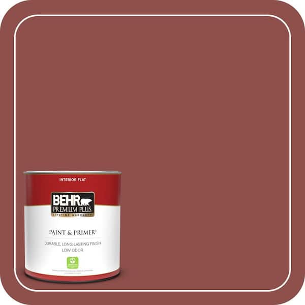 BEHR PREMIUM PLUS 1 qt. #S140-6 Moroccan Ruby Flat Low Odor Interior Paint & Primer